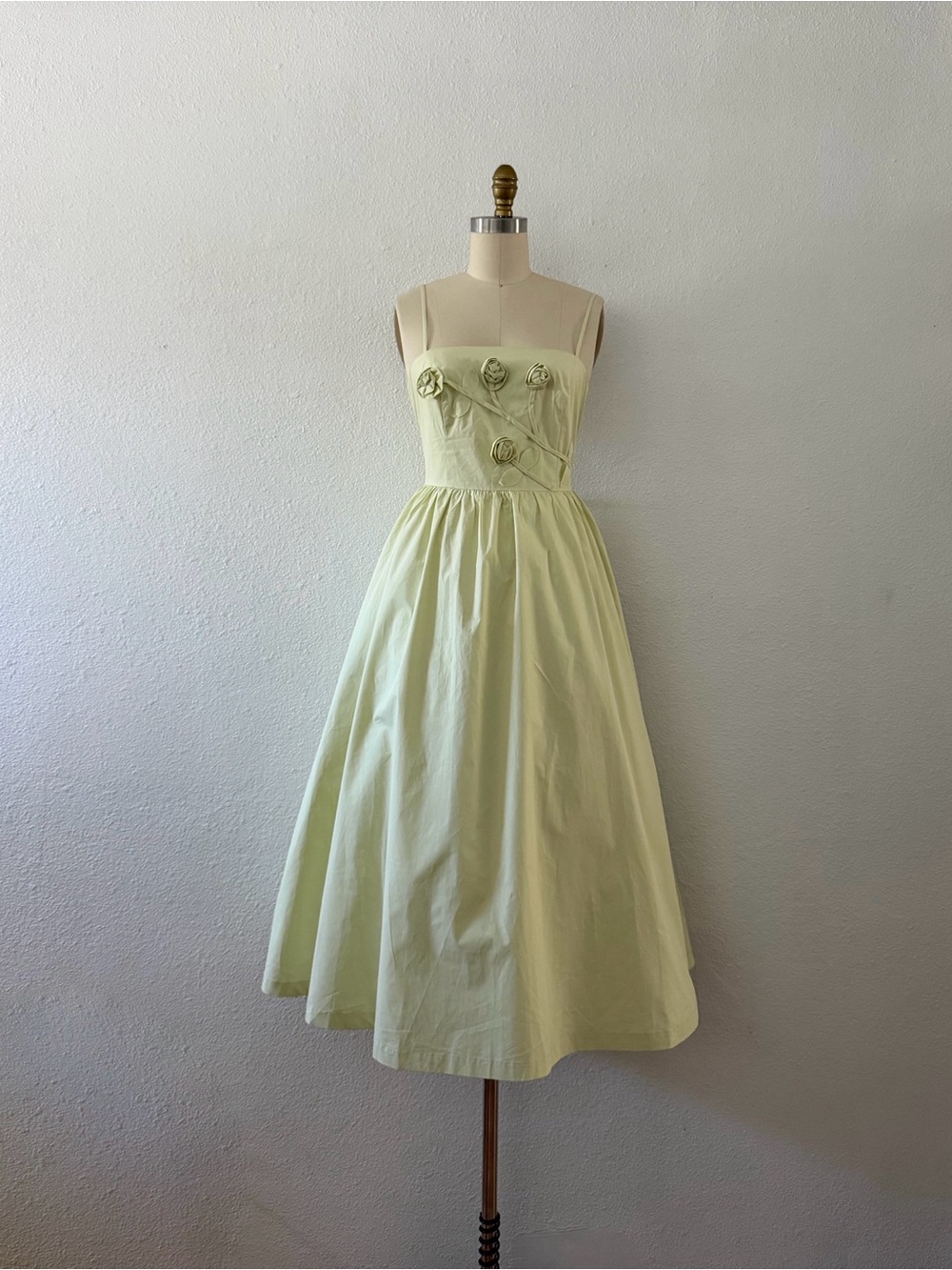 Astr Light Green Strapless Midi Dress with Rosette Accents - Picture 4 of 7